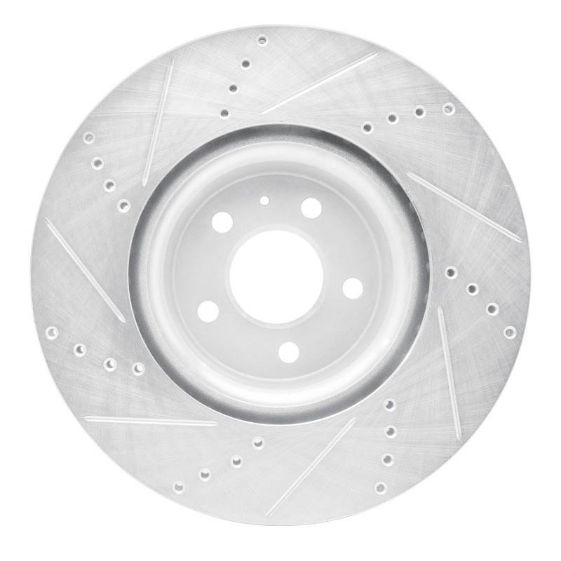 Audi A6 Brake Rotor (1) - Front Right - R1 Concepts - Drilled & Slotted - Silver - `12-`20